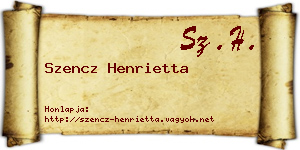 Szencz Henrietta névjegykártya