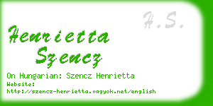 henrietta szencz business card